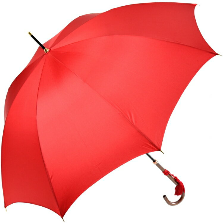 傘 レディース 長傘 WAKAO 細巻 8本骨 雨傘 ラタン調 ハンドル 日本製 レッド 親骨55cm おしゃれ かさ工房ワカオ Tokyo Made 婦人 女 送料無料のサムネイル