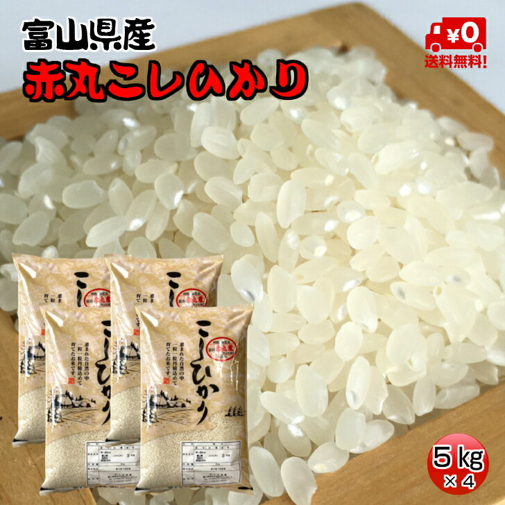 ★送料無料★赤丸産こしひかり　5kg×4【富山県産】【5年産