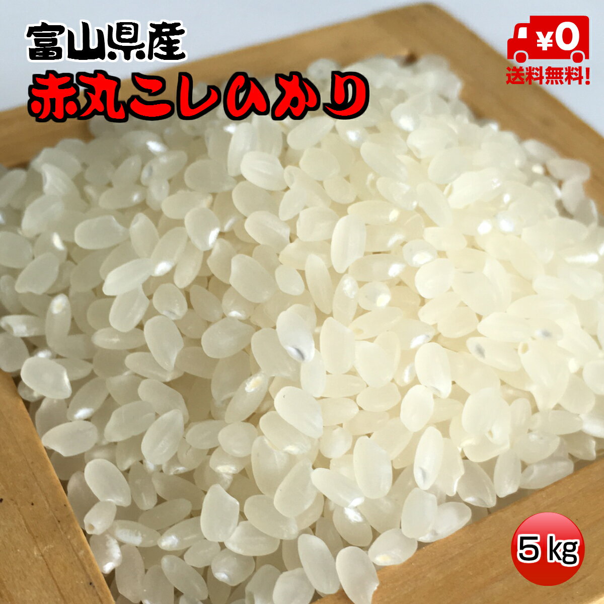 ★送料無料★≪新米≫赤丸産こしひかり　5kg【富山県産】【1年産】【お米】【コシヒカ...