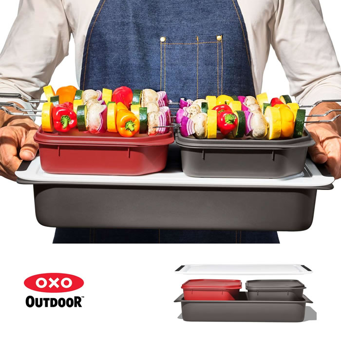 オクソー アウトドア バーベキューグリル プレップ＆キャリーセット 9111400 OXO OUTDOOR GRILLING PREP AND CARRY SYSTEM トレー まな板 [230424]【SPS06】