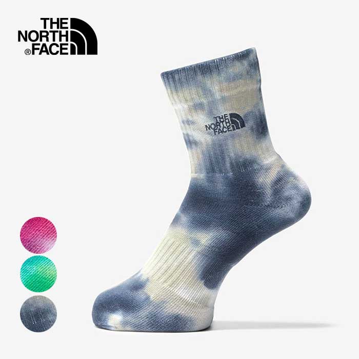 ノースフェイス ソックス 靴下 THE NORTH FACE NN82316 TIE DYE CREW タイダイクルー レディース メンズ ユニセックス 春夏 ピンク ネイビー イエロー ブルー オーガニックコットン 抗菌 防臭 クルーソックス 23cm - 29cm メール便 (240209)