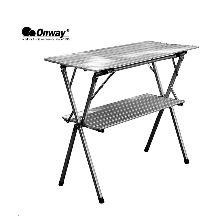 オンウェー ONWAY クッキングテーブル OW-1045 イージーハイテーブル アウトドアテーブル 二段棚 アウトドアファニチャー インテリア オンウェイ
