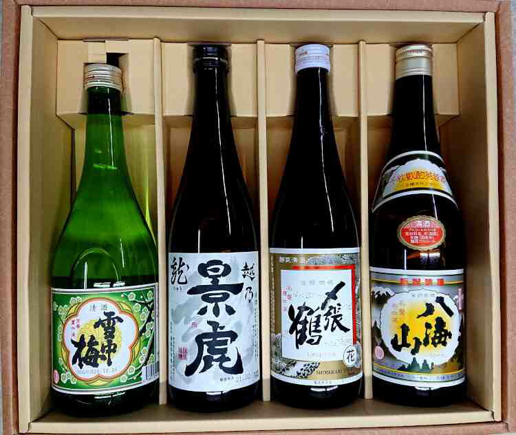 〆張鶴 日本酒 あす楽 新潟地酒ギフト 人気抜群 新潟県人気銘柄の飲み比べセット 〆張鶴 花 八海山 雪中梅 越乃景虎 720ml 4本入セット送料無料 朝日酒造 越乃寒梅 日本酒 飲み比べセット 日本酒 ギフト 日本酒 飲み比べ 日本酒 八海山 飲み比べ 日本酒 辛口 4本ギフト