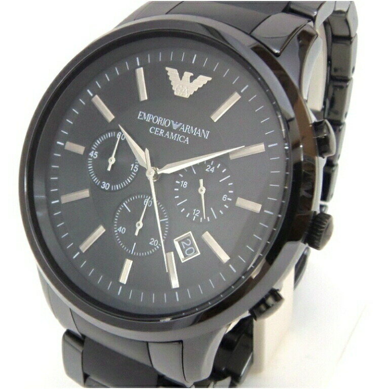 エンポリオ アルマーニ 腕時計 クロノグラフ セラミカ AR1451 黒 (58792)