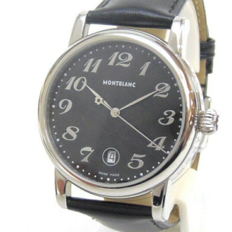 モンブラン ビジネス腕時計 メンズ MONTBLANC 腕時計 マイスターシュテュック クオーツ 黒革ベルト 7072 黒盤(60661)