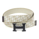 エルメス HERMES ベルト&バックル サングルH 32mm コルド/白(68170)