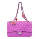 シャネル CHANEL チェーンショルダーバッグ マトラッセ てんとう虫 いちご ピンクパープル ラムスキン 【中古】(68306)