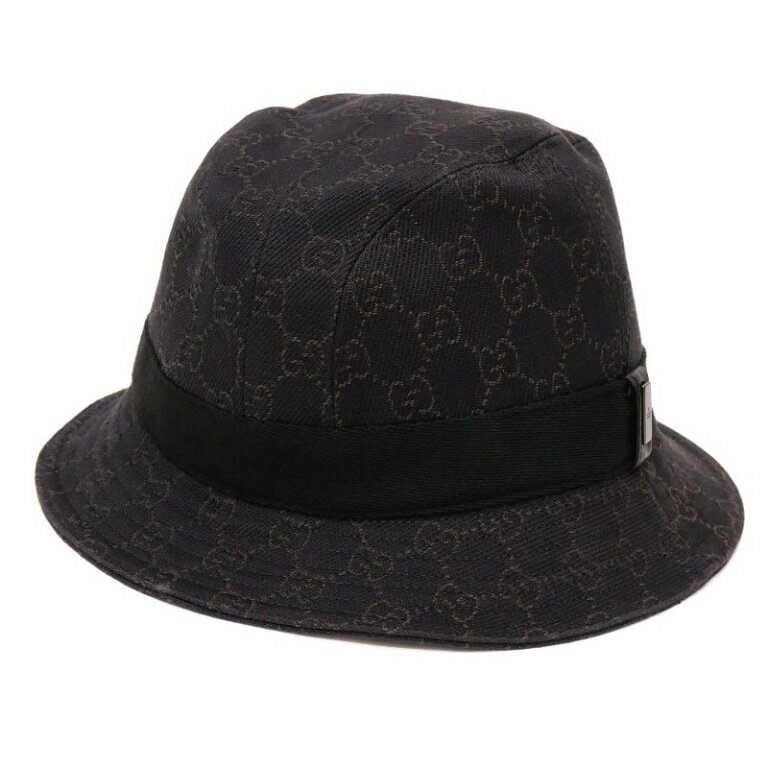 【中古】グッチ GUCCI GGキャンバス 帽子 ハット ブラウン 