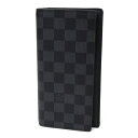 ルイ ヴィトン LOUISVUITTON 長財布 ポルトフォイユ ブラザ イニシャル入り N62665 ダミエ グラフィット 【中古】(64745)