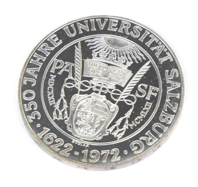 オーストリア 50シリング銀貨 1972年 ザルツブルク大学紋章 【中古】(64770)