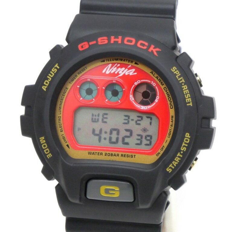 カシオ CASIO メンズウォッチ 腕時計 G-SHOCK Ninja Kawasaki 25周年記念 コラボ DW-6900FS 赤盤×黒ベルト (64917)