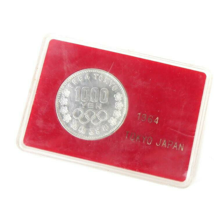 昭和39年 東京オリンピック 1000円銀貨 プラスチックケース入り TOKYO 並品 記念貨幣 記念硬貨 記念銀貨 1964年 【中古】(69523)