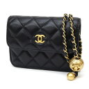 シャネル CHANEL チェーンショルダーバッグ マトラッセ 黒 レザー 【中古】(65209)