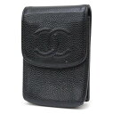 シャネル CHANEL シガレットケース ココマーク 黒 キャビアスキン 【中古】(65395)