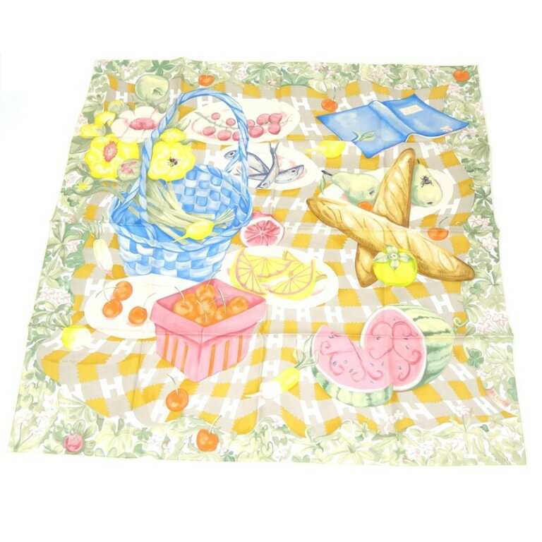 エルメス HERMES スカーフ カレ90 草上のカレ マルチ シルク100％(68165)のサムネイル