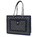 シャネル CHANEL チェーントートバッグ マトラッセ A92530 黒 レザー×ツイード 【中古】(66723)
