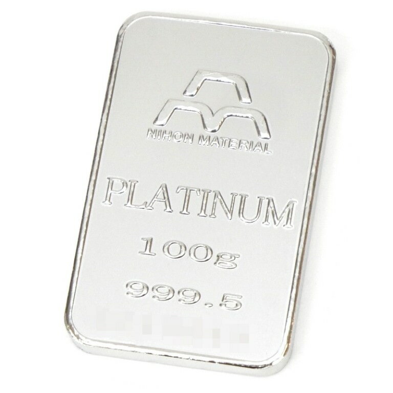 【新品】日本マテリアル 純プラチナ インゴット 100g プラチナバー Pt1000 ingot 39024 