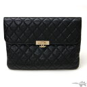 CHANEL シャネル CC ココマーク ロック マトラッセ クラッチバッグ ブラック　キャビア 【中古】【バッグ】 2120069