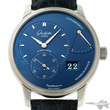 GLASHUTTE ORIGINAL グラスヒュッテオリジナル パノリザーブ 手巻 Cal.65-01 1-65-01-26-12-35 ガルバニックブルー文字盤　SS 【中古】【時計】 2210006