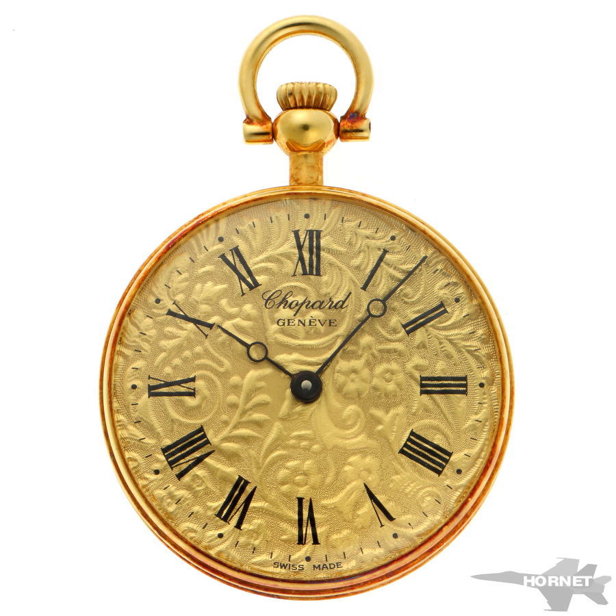Chopard ショパール ポケットウォッチ 懐中時計 手巻 Cal.7001 3021.1 ゴールド文字盤 750YG 【中古】【時計】 2210167