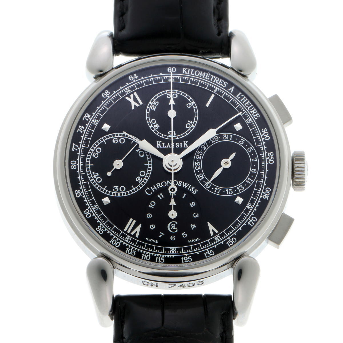 CHRONOSWISS クロノスイス クラシック クロノグラフ オートマチック CH7403-CB ブラック文字盤　SS 【中古】【時計】 2310276