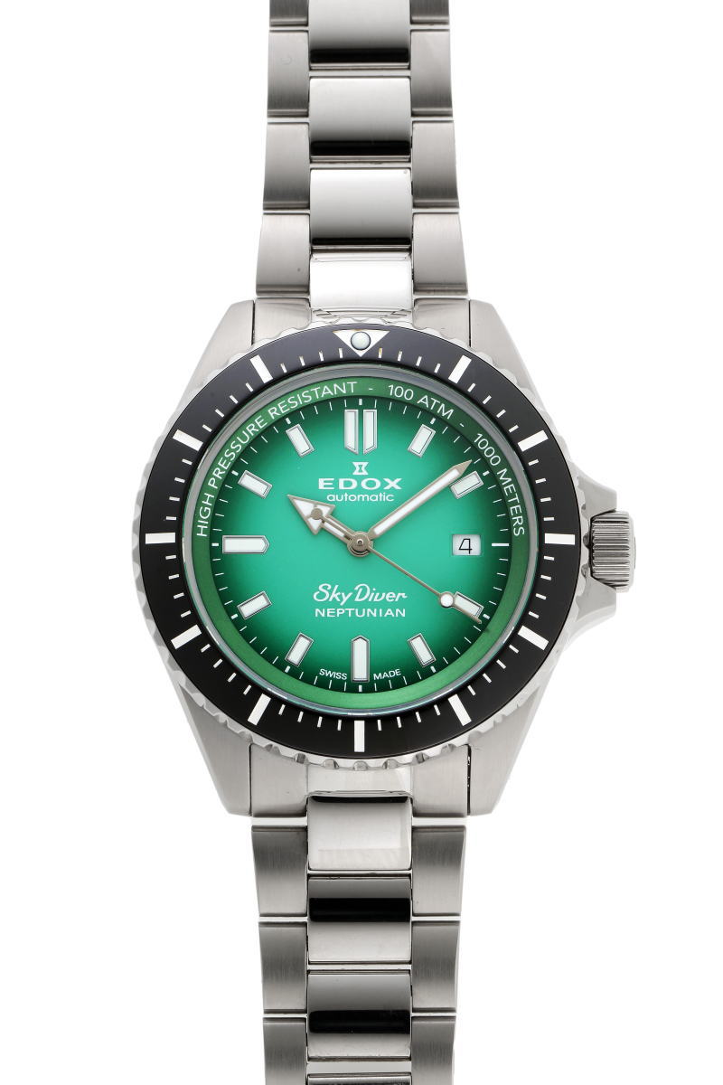 EDOX エドックス ネプチュニアン スカイダイバー オートマチック 80120-3NM-VDN グリーン文字盤　SS / CE 【中古】【時計】 2410062