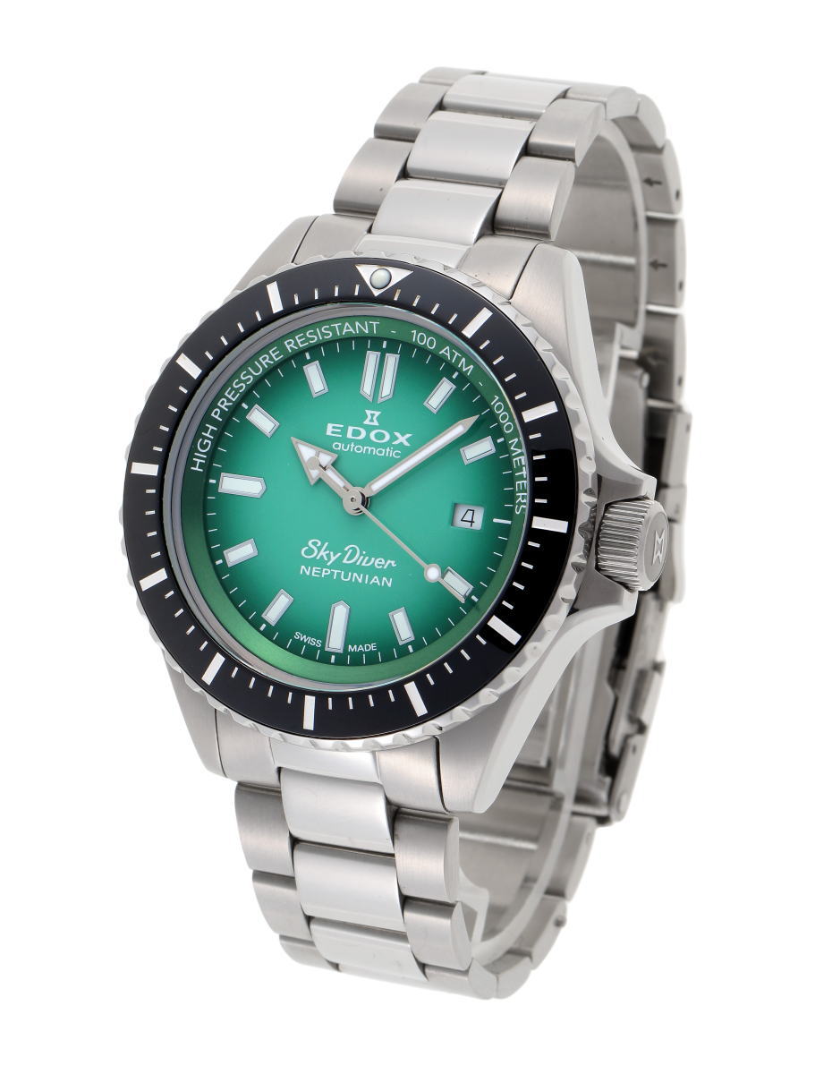 EDOX エドックス ネプチュニアン スカイダイバー オートマチック 80120-3NM-VDN グリーン文字盤　SS / CE 【中古】【時計】 2410062