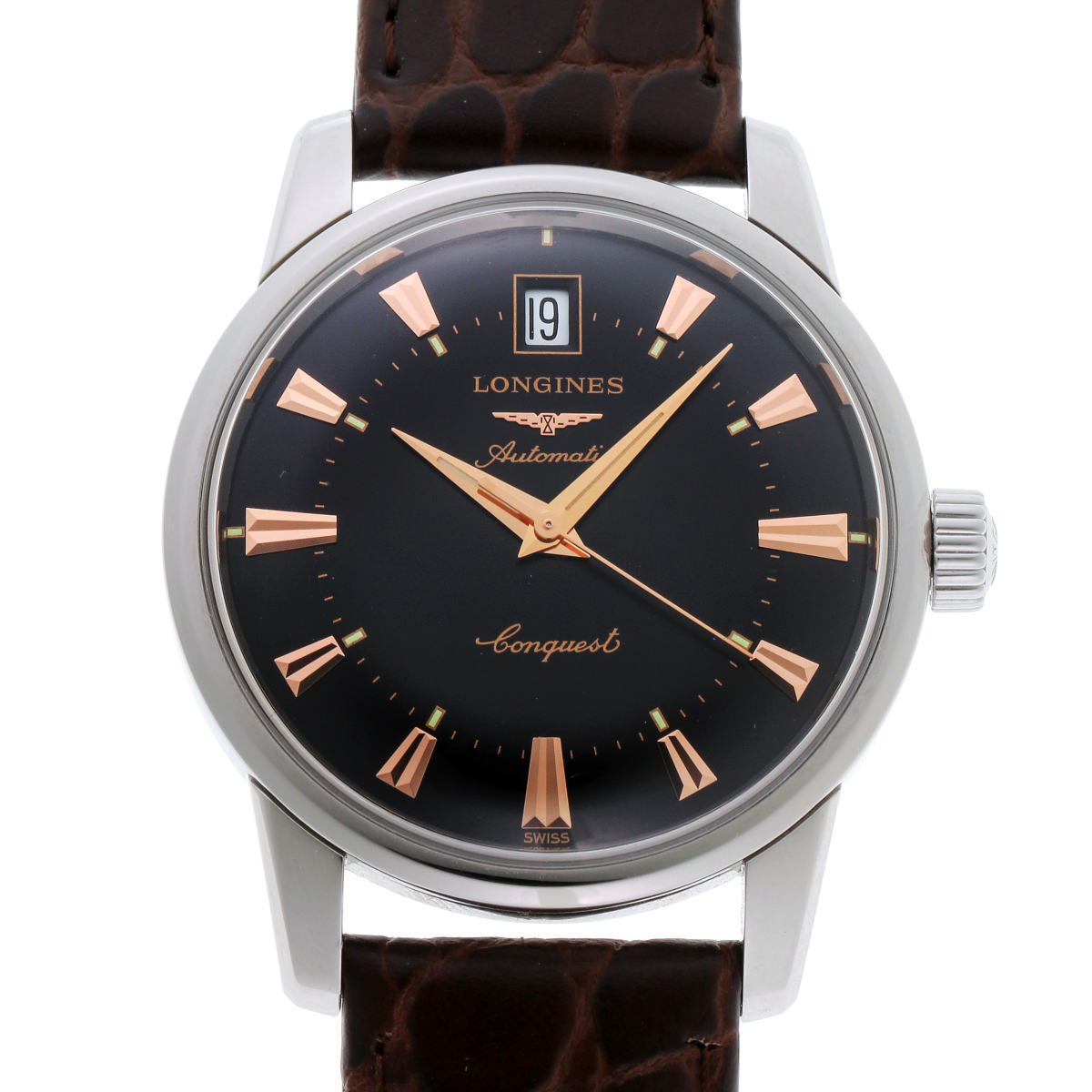 LONGINES ロンジン コンクエスト ヘリテージ オートマチック L1.611.4.5.24 ブラック文字盤 SS 【中古】【時計】 2400468