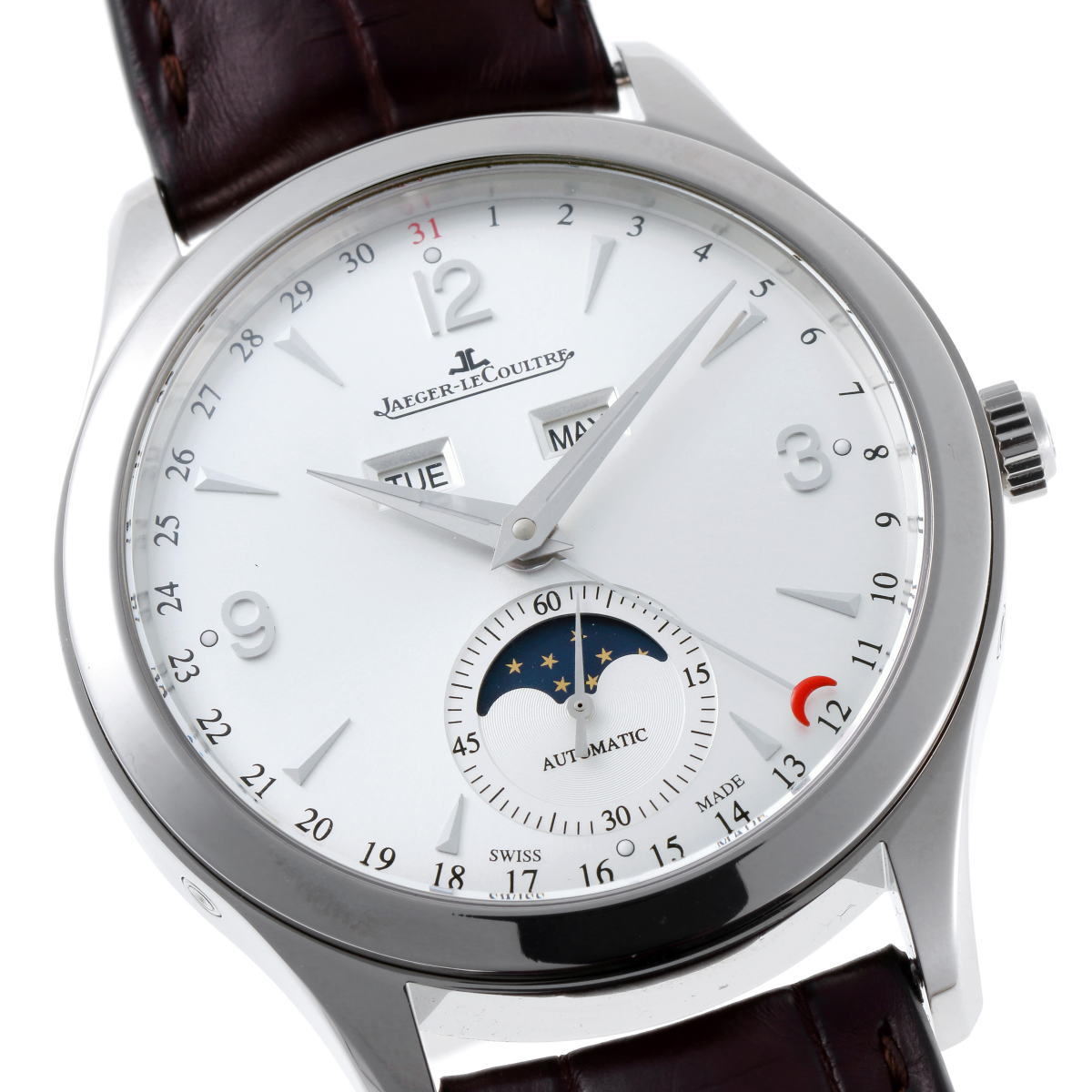 JAEGER-LECOULTRE ジャガールクルト マスター カレンダー ムーンフェイズ オートマチック Cal.866 Q1558420 / 176.8.12.S シルバー文字盤　SS 【中古】【時計】 2410141