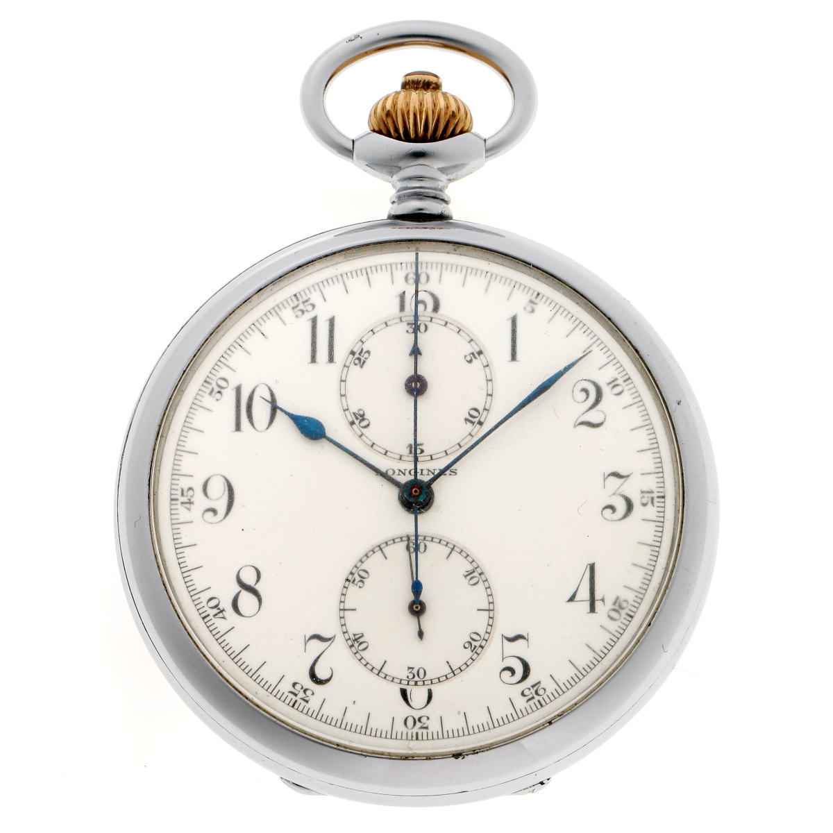 LONGINES ロンジン ポケットウォッチ ストップウォッチ 手巻 Cal.19.73N - ホワイト文字盤 ニッケル 【中古】【時計】 2410296