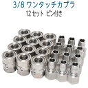 【12セット】ピン付きワンタッチカプラ 3/8 SUS オスメスお得セット