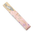 【茶道具 菓子楊枝 セット】菓子楊枝・楊枝差し セット ステンレス鶴 柳桜に花の丸 ピンク 正絹