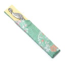 【茶道具 菓子楊枝 セット】菓子楊枝・楊枝差し セット ステンレス鶴 亀甲に桜の丸 緑 正絹