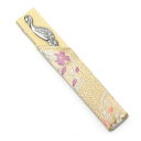 【茶道具 菓子楊枝 セット】菓子楊枝・楊枝差し セット ステンレス鶴 亀甲に桜の丸 ベージュ 正絹
