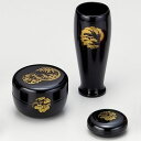 茶道具 茶箱 茶箱道具三点セット(棗・香合・茶筅筒) 花丸 黒(木製)