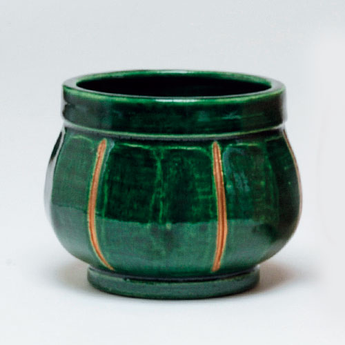 茶道具 火入 袋形 青楽 川崎和楽作