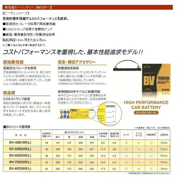 【代引き不可】GSユアサ(ジーエスユアサ)　BV-40B19R　クルマ用高性能バッテリー BVシリーズ