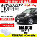 送料無料 1年保証 日産 マーチ K12 BrightRay T10 LED バルブ ポジションランプ 車幅灯 2本セット 車検対応
