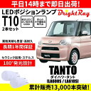 送料無料 1年保証 ダイハツ タント LA600S LA610S BrightRay T10 LEDバルブ ポジションランプ 車幅灯 車検対応 2本セット ホワイト 6000K