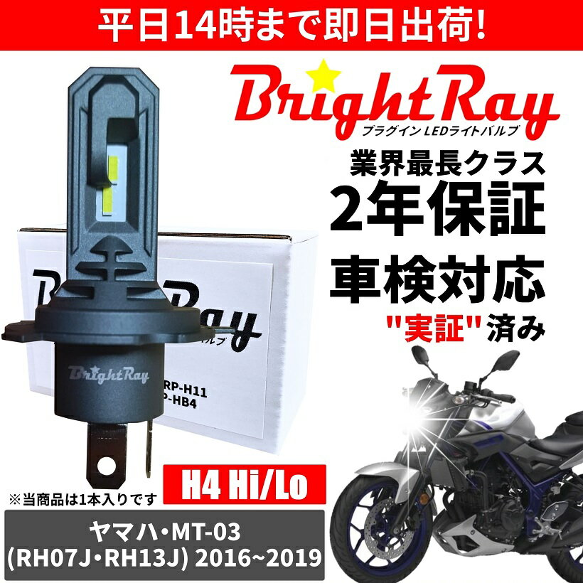 送料無料 2年保証 ヤマハ MT-03 MT03 RH07J RH13J LED ヘッドライト BrightRay バルブ H4 Hi/Lo 6000K 車検対応