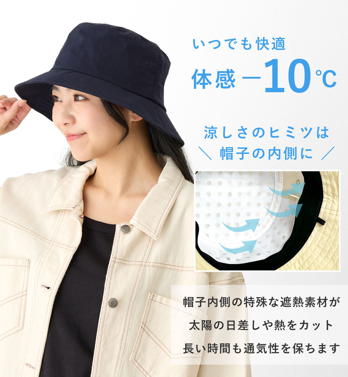 【エントリーでポイント7倍】コカゲル 帽子 バケットハット 体感-10℃ サイズ調節可...