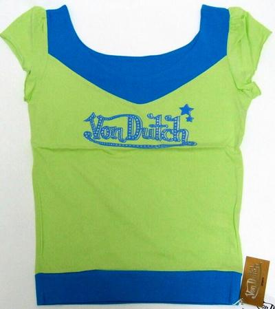 最大ポイント10倍 洋服 von-t-015 Von Dutch 綺麗colerロゴT グリーンM 女性用 レディース Tシャツ Mサイズ プレゼント あす楽 即納