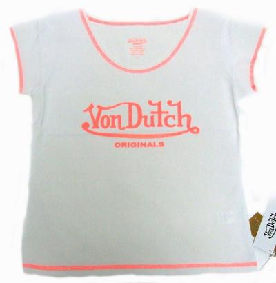 最大ポイント10倍 NEW von-t-019 Von Dutch スポーツ素材Tシャツ ホワイトS 女性用 レディース Tシャツ Sサイズ プレゼント あす楽 即..