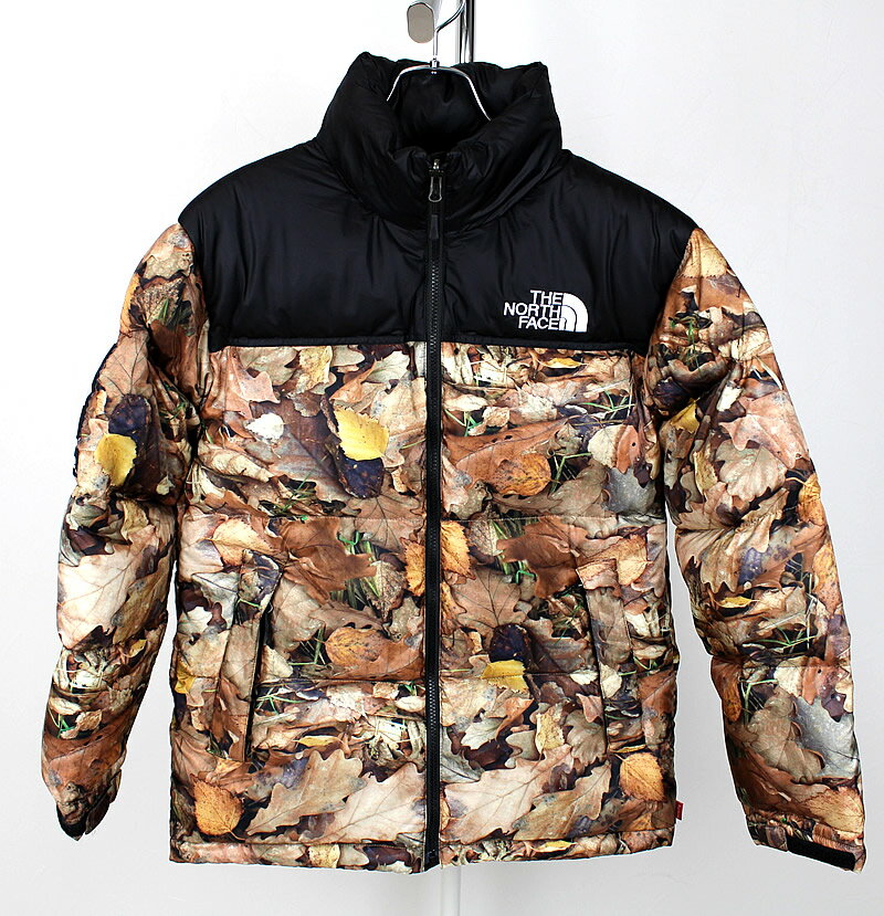 シュプリーム×ノースフェイス 　マウンテンパーカー　ダウンジャケット　サイズS　ブラウン　16AW Leaves Nuptse Jacket 新品同様　z0078 【中古】