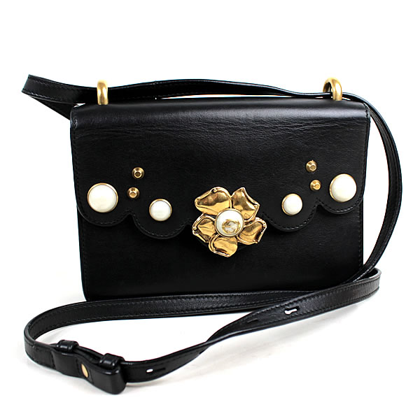 グッチ ショルダーバッグ GUCCI ポシェット ダブルG　ブラック 黒　美品　p429 【中古】(4.0)