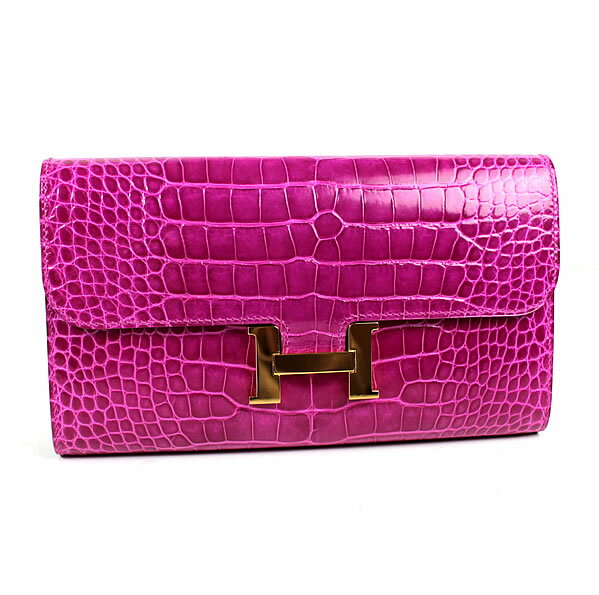 エルメス 長財布　コンスタンスロング ウォレット　アリゲーター　ゴールド金具　HERMES 新品同様　ピンク　美品　p233 【中古】のサムネイル