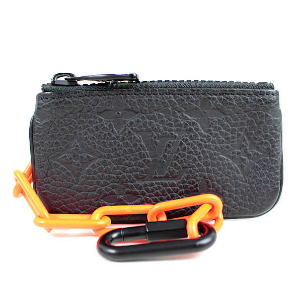 ルイヴィトン コインケース 小銭入れ ポシェットクレ モノグラムアンプラント　ブラック 新品同様　チェーン　美品　o393　【中古】