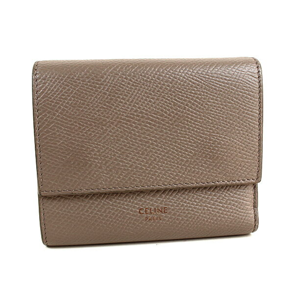Rakuten - セリーヌ　三つ折り財布　ミニ財布　グレージュ　CELINE　q563　【中古】