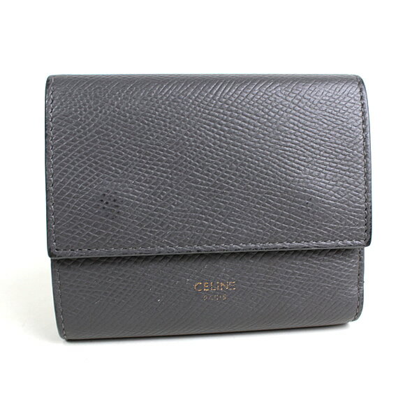 Rakuten - セリーヌ　三つ折り財布　ミニ財布　グレー　q387 【中古】