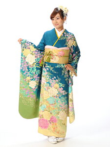 振袖 レンタル 着物レンタル レンタル着物 フルセット (2月-12月上旬) 8AC69 結婚式 結納 卒業式 貸衣装 緑地 モリハナエ×バラ 153cm-164cm位まで 足袋プレゼント 振り袖 レンタルバーゲン